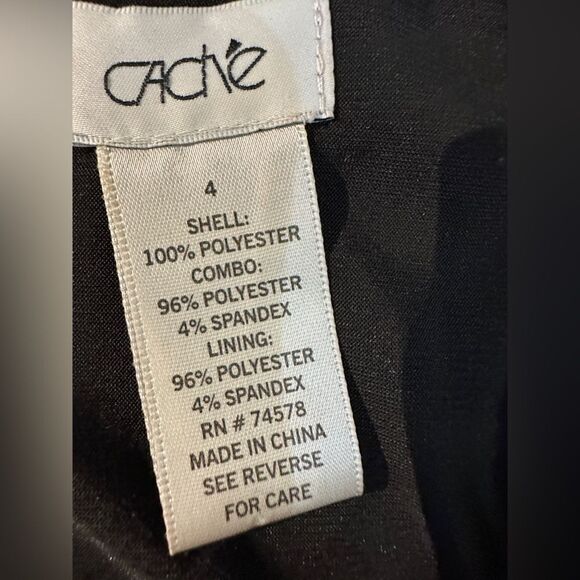 Cache Women's Black White Zig Chevron Embroidered Lace Dress Size 4 - Picture 7 of 8